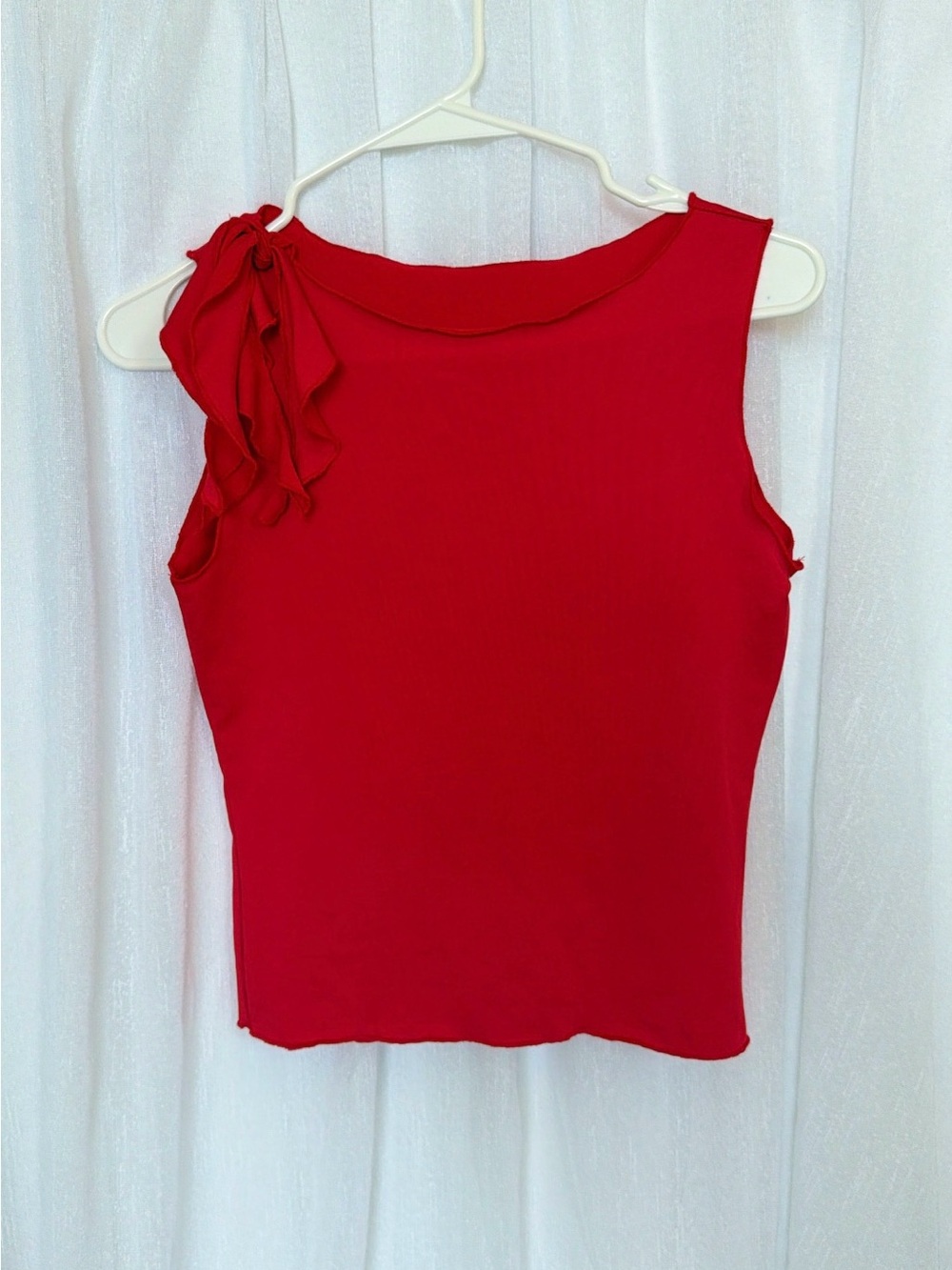 Amazon Essentials Red Sleeveless Tank with Shoulder Ruffle